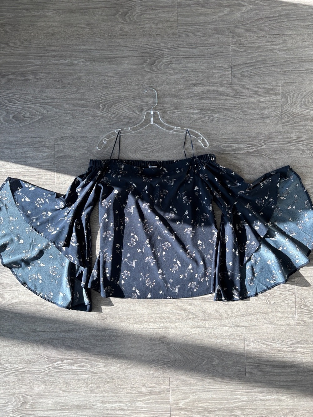 Women's Navy Floral Off-Shoulder Blouse